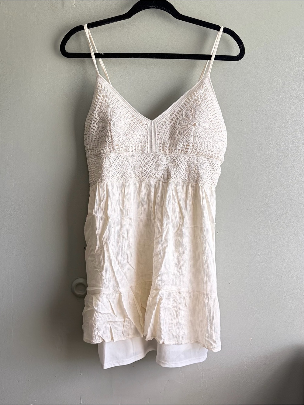 Madden Girl Cream Detailed Crochet Sundress Tiered Skirt - Large